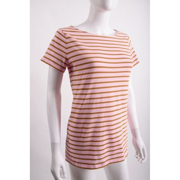Boden Womens T-Shirt Shirt UK 8 US 4 Pink Brown Striped Short sleeve NWT - Picture 2 of 6